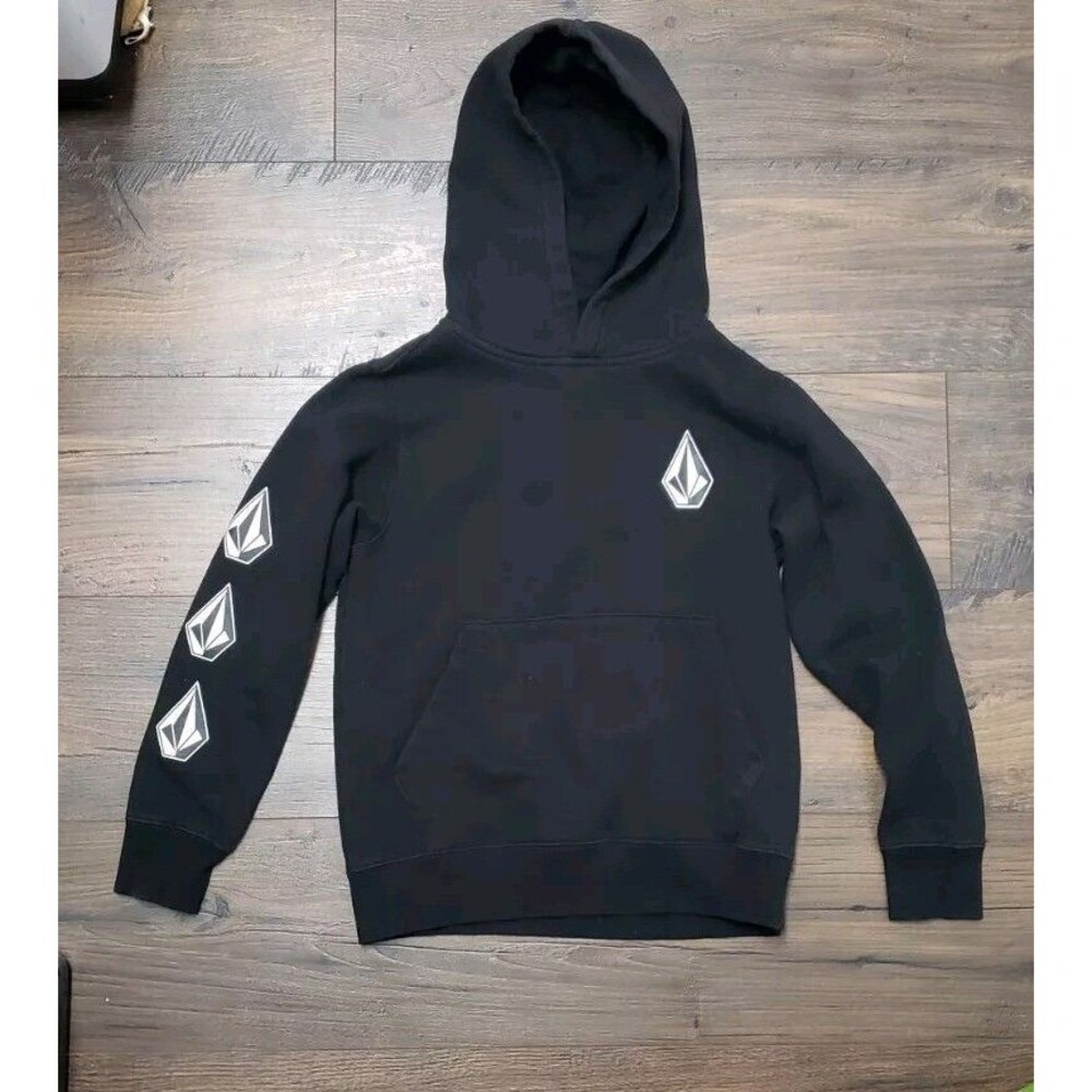 Volcom Stone Stacker Fleece Hoodie - Black - Boys Size Small 8